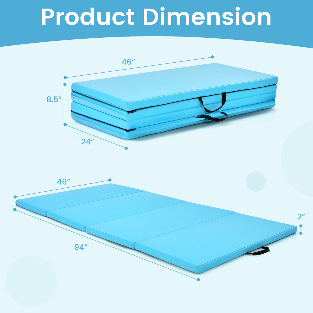 4-Panel Folding Gymnastics Mat with Carrying Handles for Home Gym-Navy