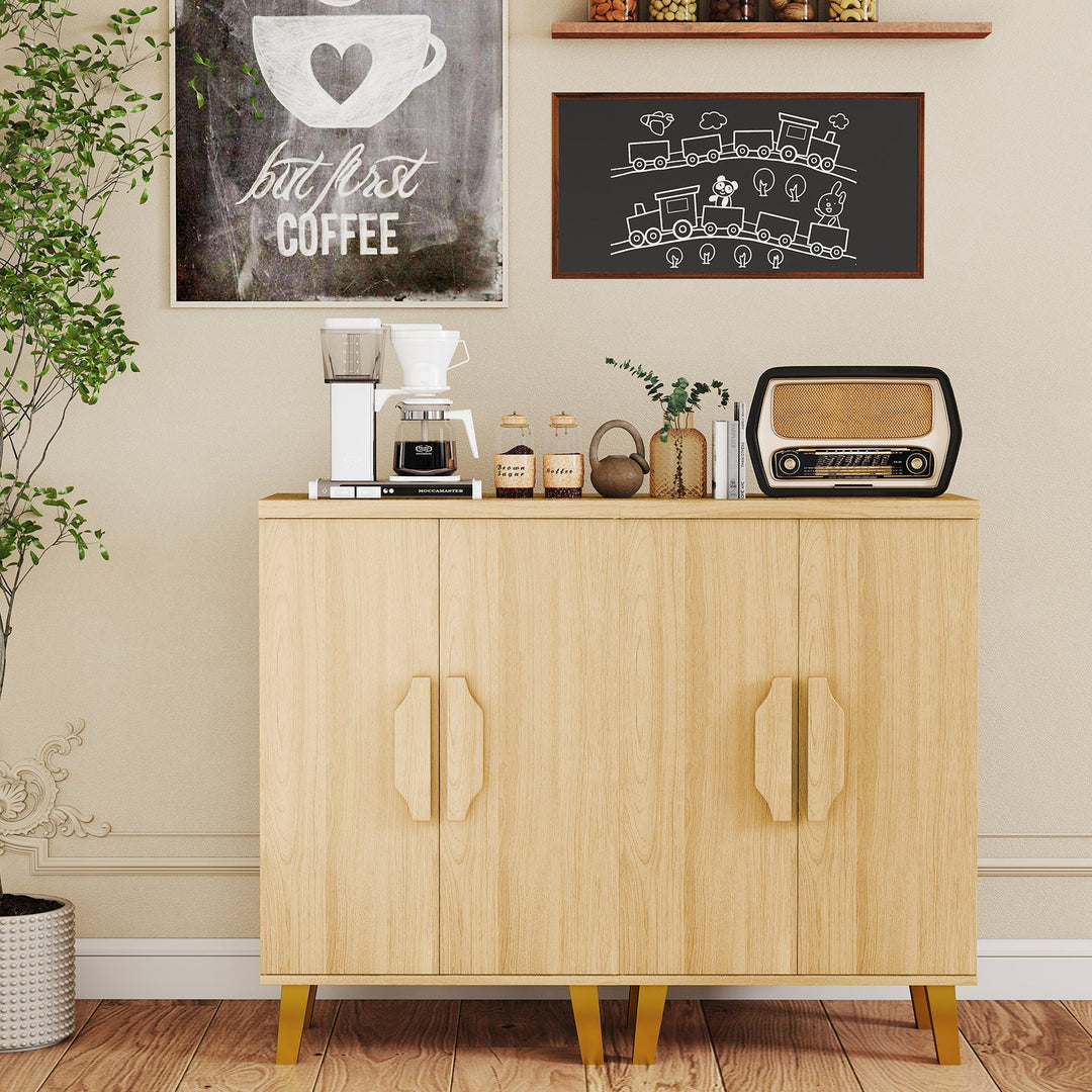 Buffet Cabinet with Double Doors and Raised Legs-Natural