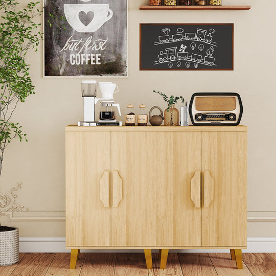 Buffet Cabinet with Double Doors and Raised Legs-Natural