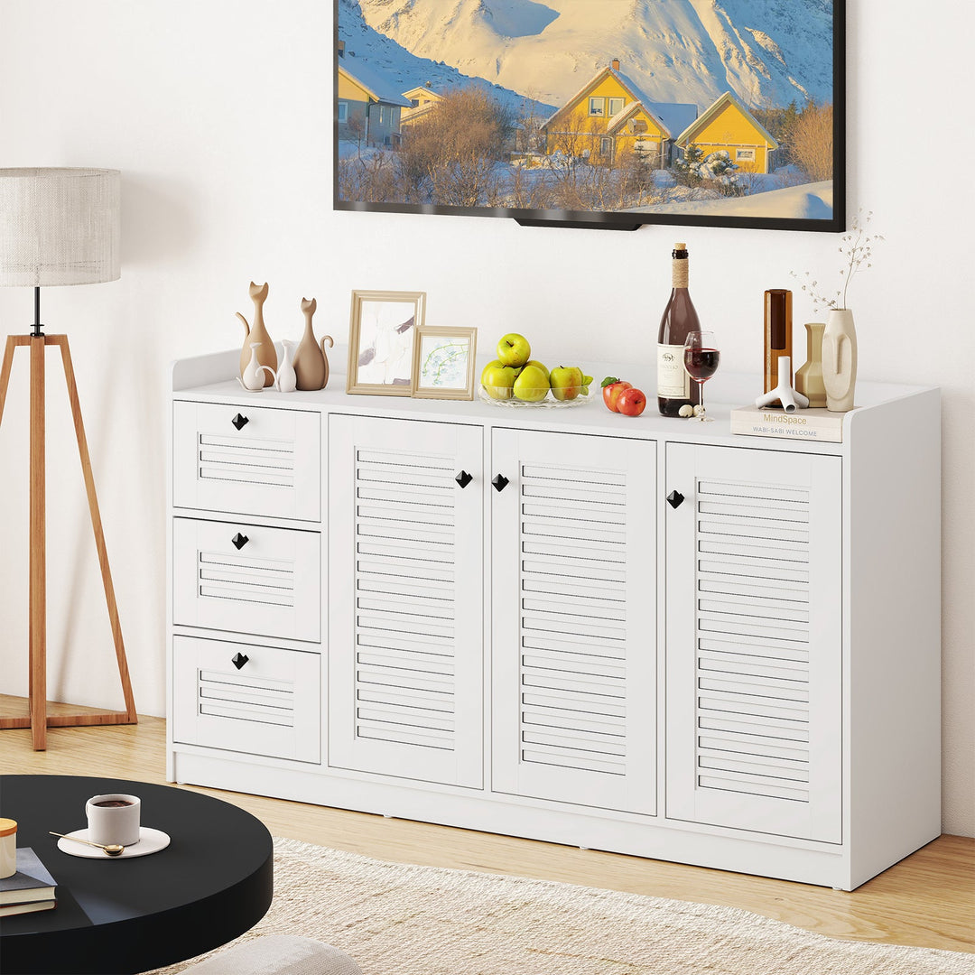 Buffet Cabinet with Storage Modern Sideboard Cabinet with 3 Doors-White