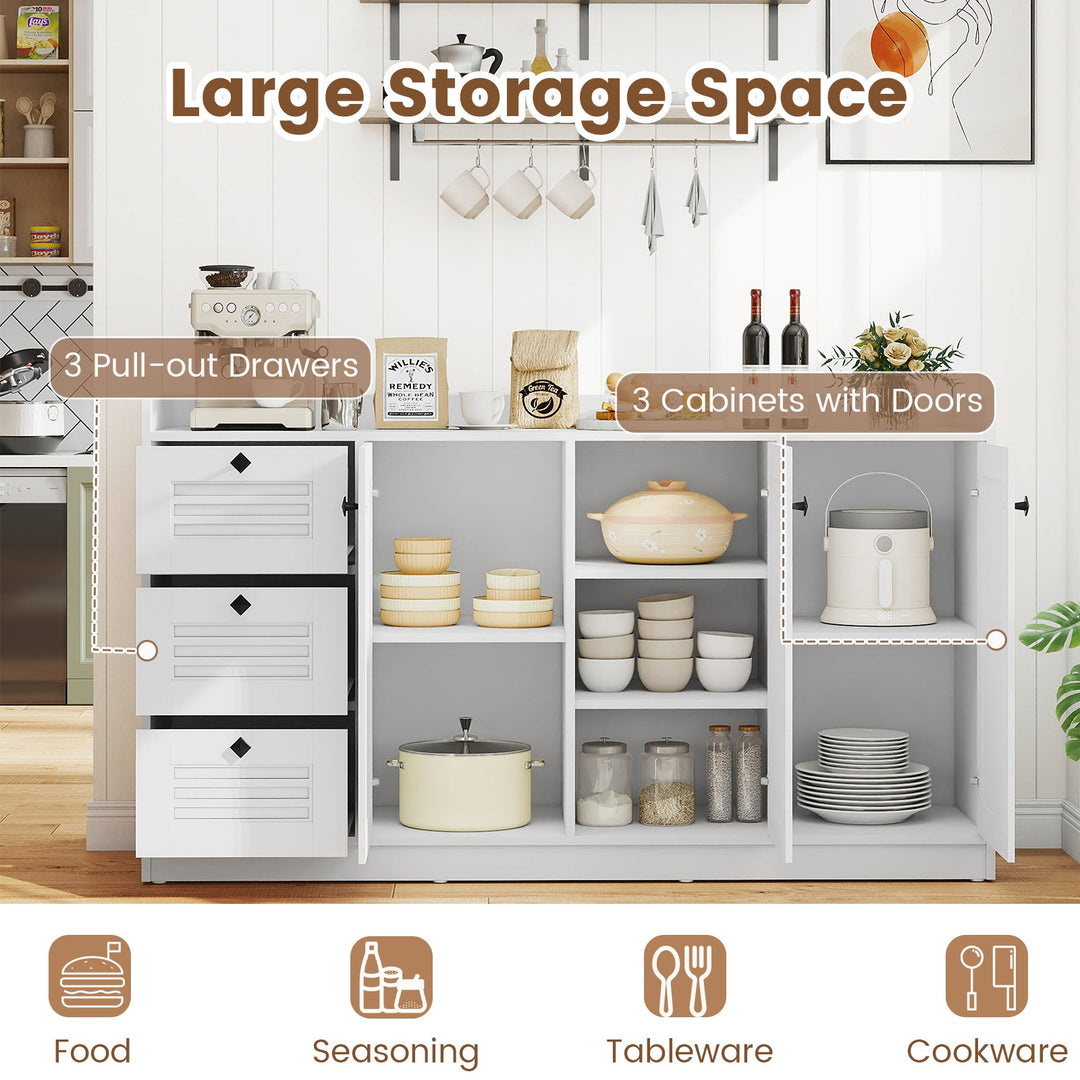 Buffet Cabinet with Storage Modern Sideboard Cabinet with 3 Doors-White
