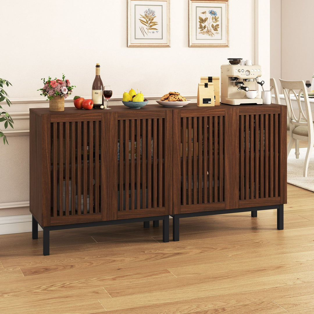 Buffet Cabinet with Storage 32" Wooden Sideboard Coffee Bar Station-Walnut