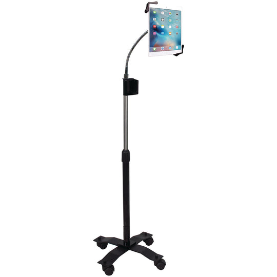 CTA Digital Compact Gooseneck Floor Stand for 7-13 In. Tablets & iPad with Rolling Base