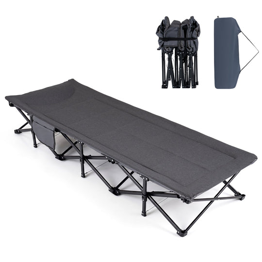 Camping Cot with Padded Pillow and Storage Pouch - Gray