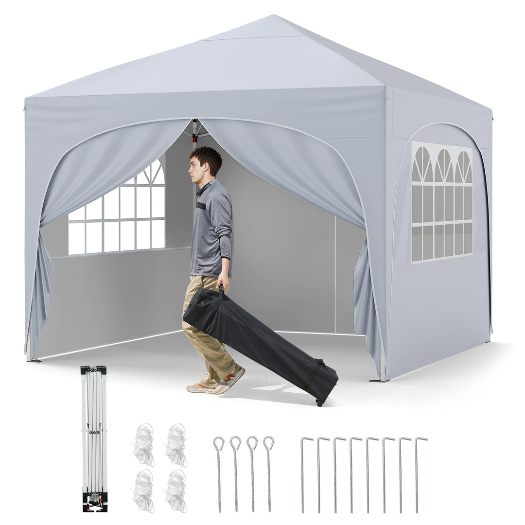10 X 10 FT Pop up Canopy Tent with 4 Removable Sidewall