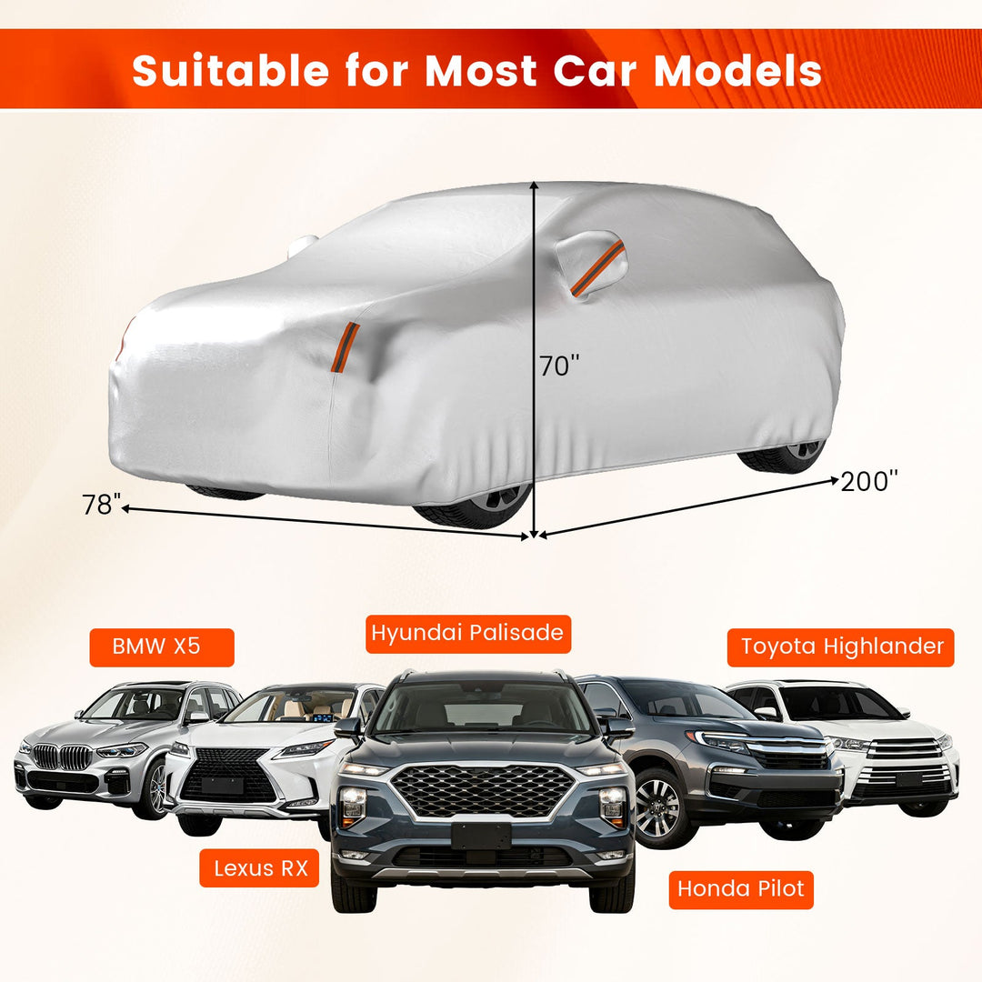 Car Cover for Automobiles 200 Inch Rain Sun UV Protection Fit SUV BMW Honda Lexus Mercedes-Benz