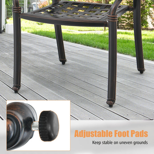 Cast Aluminum Patio Chairs Set of 2 with Armrests