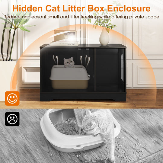 Cat Litter Box Enclosure Furniture Indoor Wooden Cat House End Side Table Nightstand