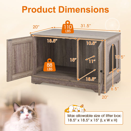 Cat Litter Box Enclosure Furniture Indoor Wooden Cat House End Side Table Nightstand