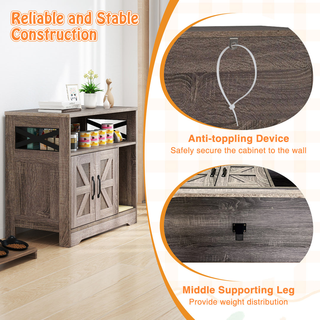 Cat Litter Box Enclosure Hidden Cat Washroom Furniture with Storage-Grey