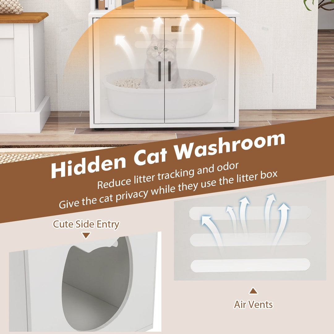 56 Inch Tall Cat Litter Box Enclosure with Storage