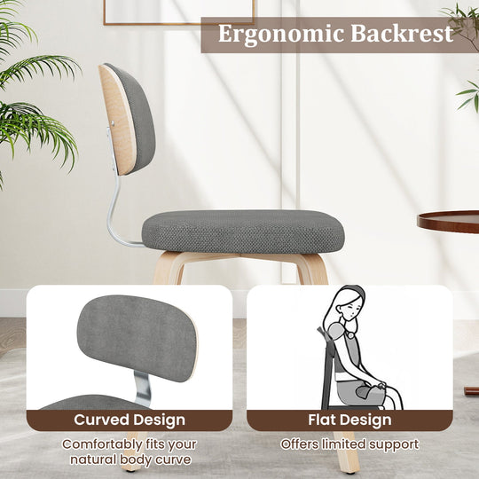 Chenille Fabric Upholstered Wooden Kitchen Chairs Set of 4