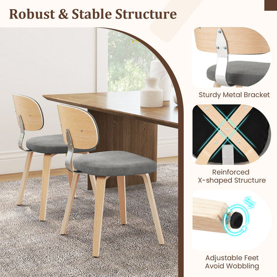 Chenille Fabric Upholstered Wooden Kitchen Chairs Set of 4