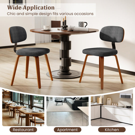 Chenille Fabric Upholstered Wooden Kitchen Chairs Set of 4