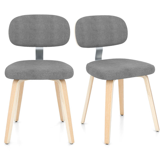 Chenille Fabric Upholstered Wooden Kitchen Chairs Set of 2