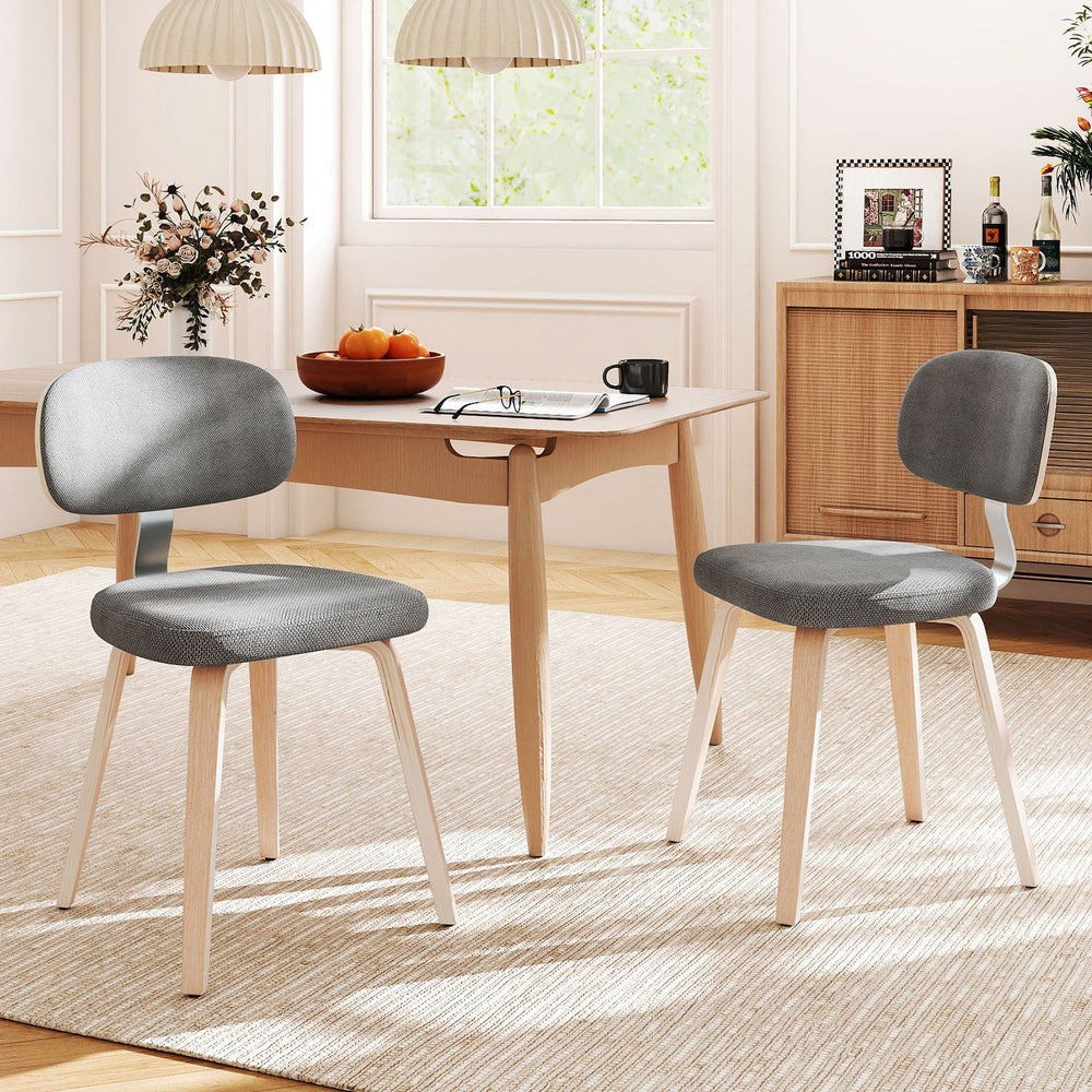 Chenille Fabric Upholstered Wooden Kitchen Chairs Set of 2