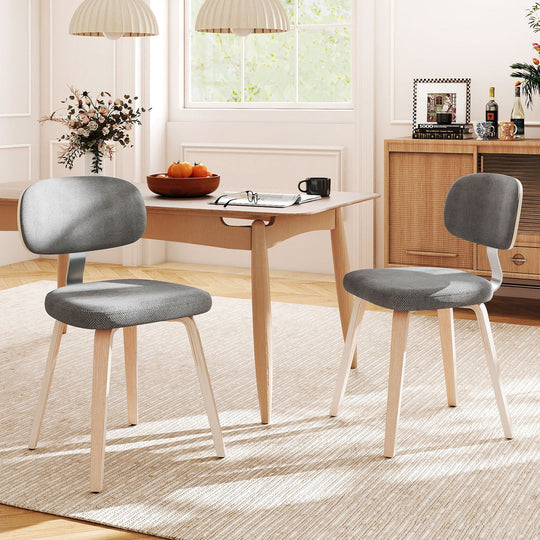 Chenille Fabric Upholstered Wooden Kitchen Chairs Set of 2