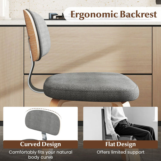 Chenille Fabric Upholstered Wooden Kitchen Chairs Set of 2