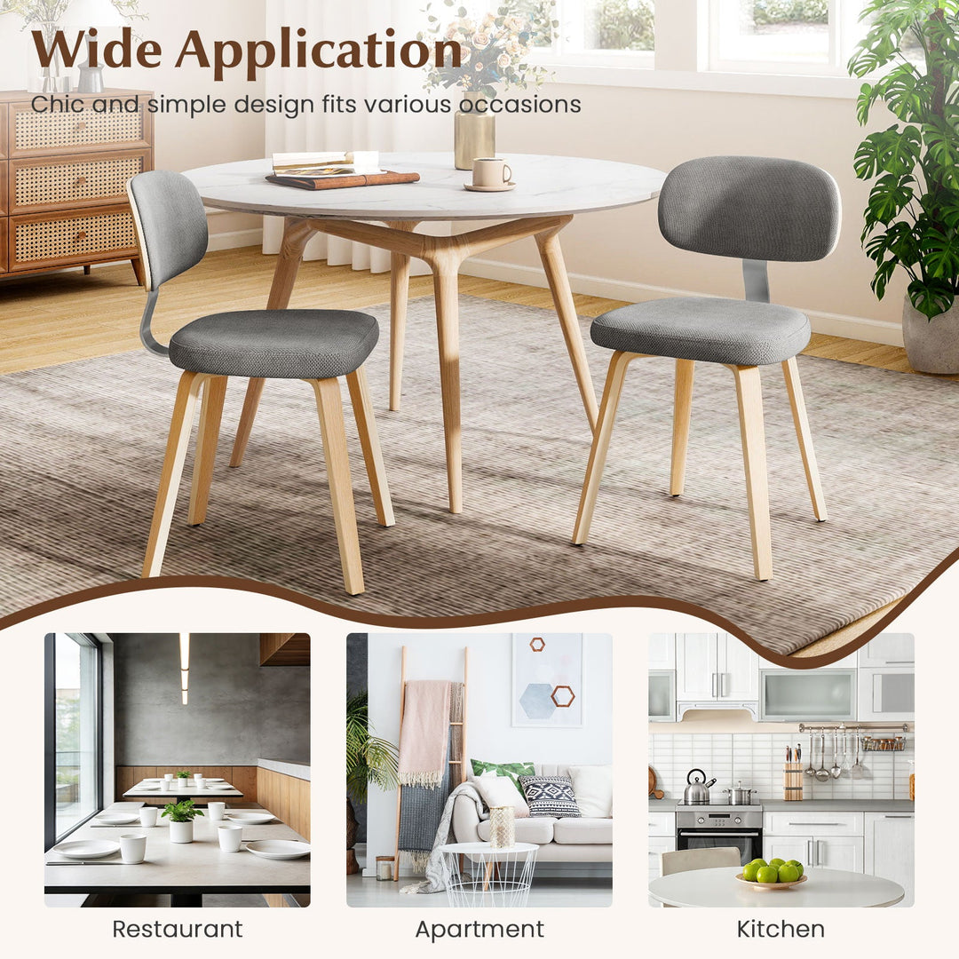 Chenille Fabric Upholstered Wooden Kitchen Chairs Set of 2