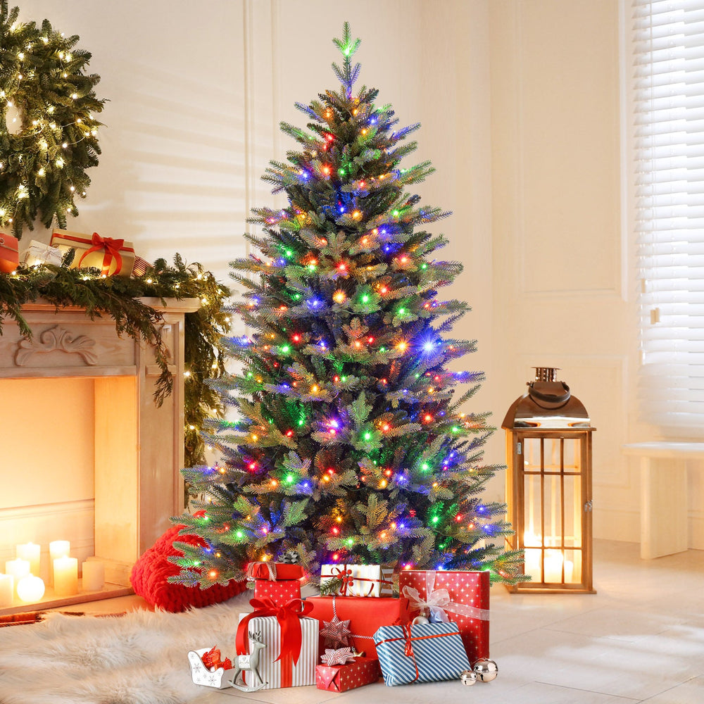 5 Feet Artificial Xmas Tree Hinged with 11 Lighting Modes and Remote Control