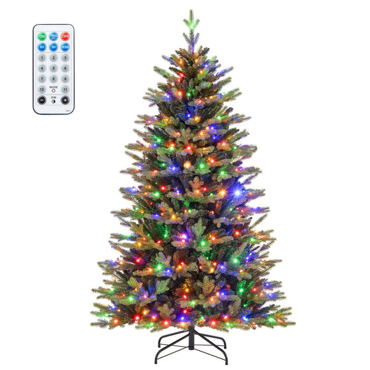 5 Feet Artificial Xmas Tree Hinged with 11 Lighting Modes and Remote Control