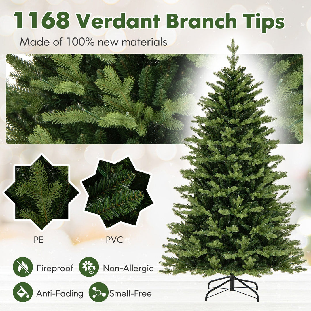 5 Feet Artificial Xmas Tree Hinged with 11 Lighting Modes and Remote Control