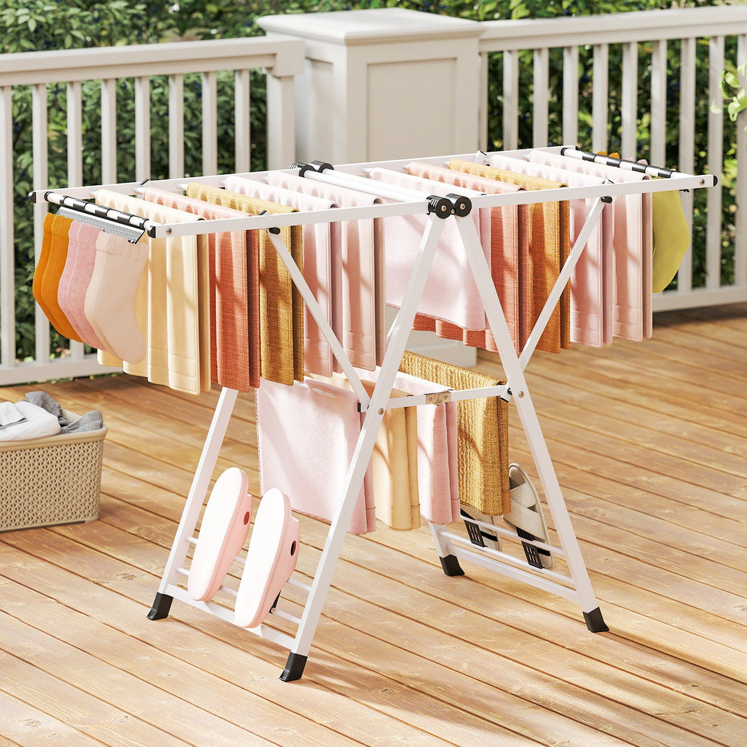 Clothes Drying Rack with Height Adjustable Wings