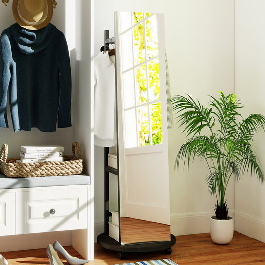 Coat Rack with Full Length Mirror Freestanding Coat Tree with 3 Hooks