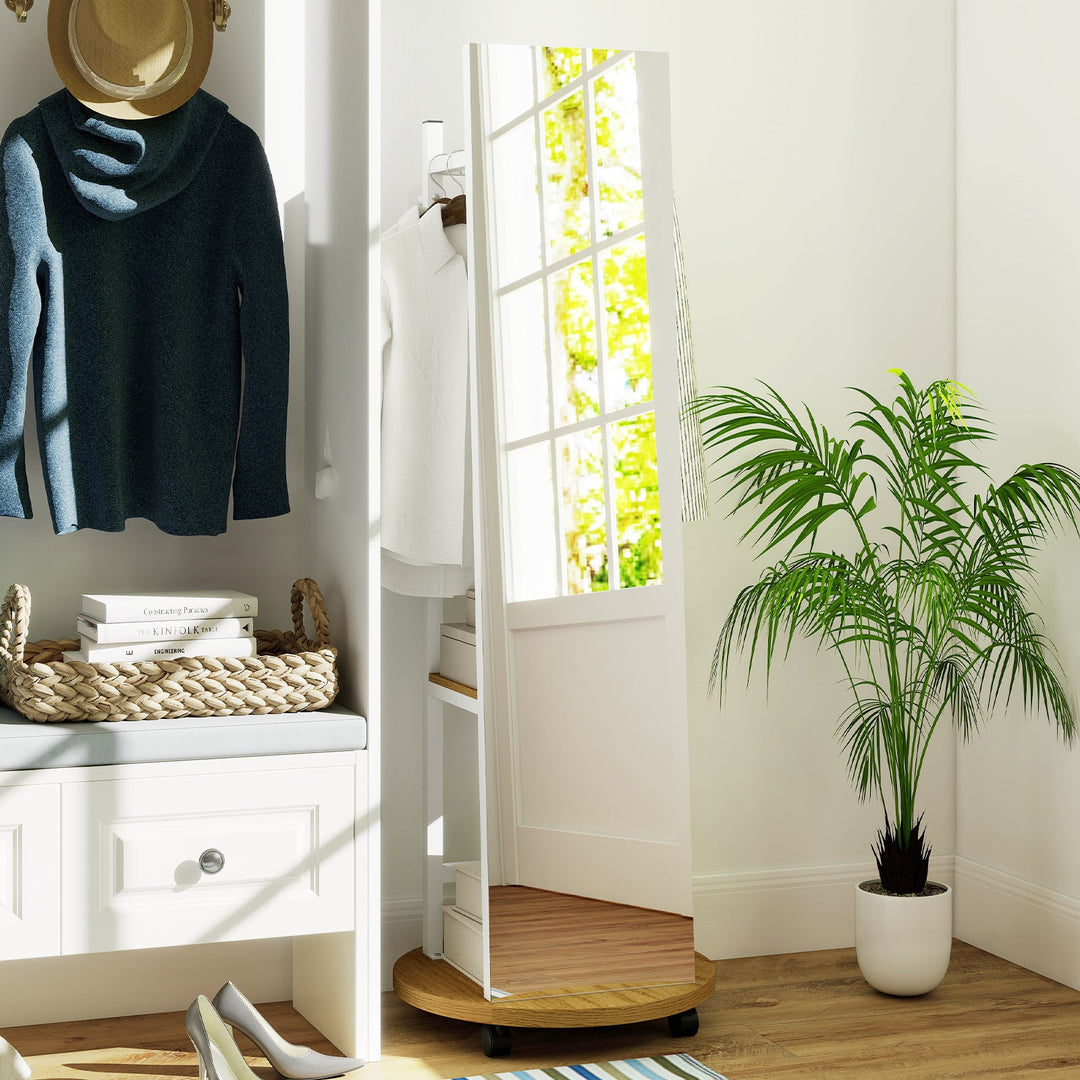 Coat Rack with Full Length Mirror Freestanding Coat Tree with 3 Hooks