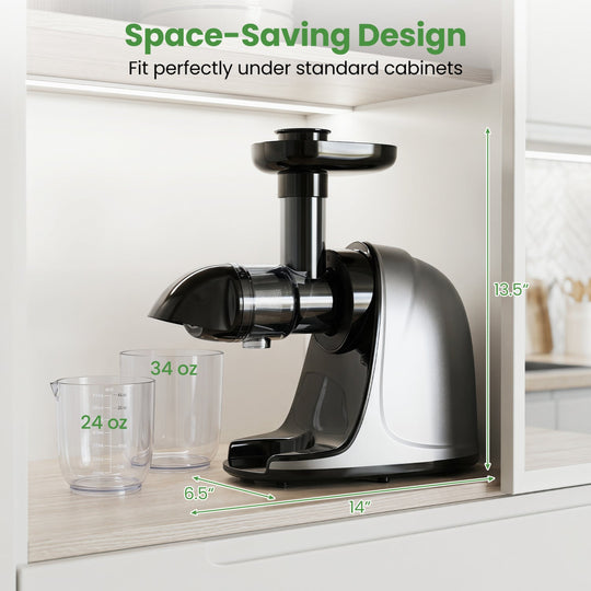 Cold Press Juicer Machine with 95% Juice Yield - Silver