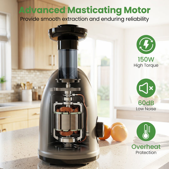 Cold Press Juicer Machine with 95% Juice Yield - Silver