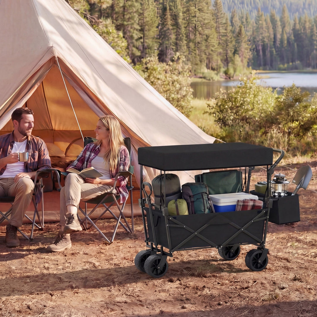 Collapsible Wagon with Removable Canopy and Detachable Storage Bag