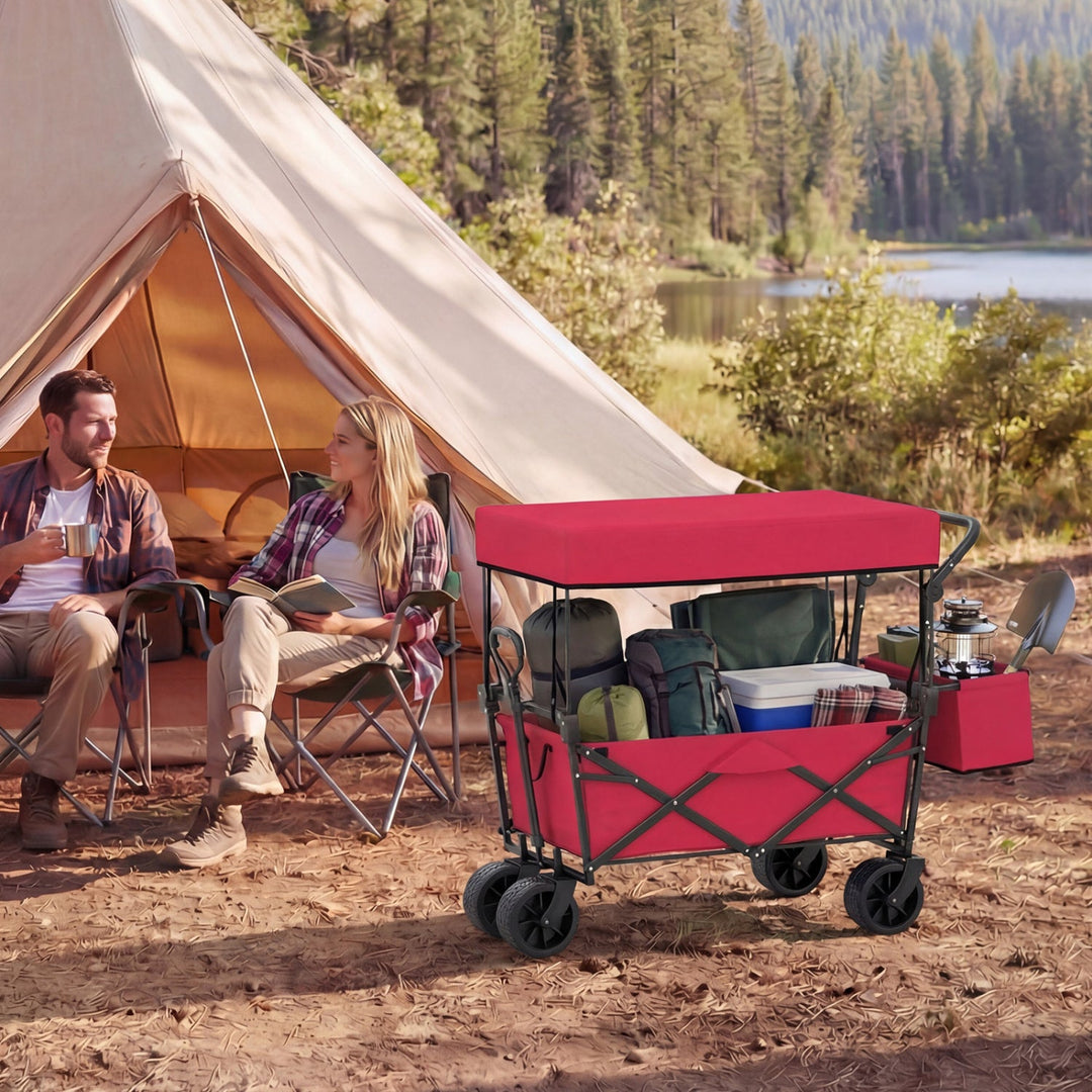 Collapsible Wagon with Removable Canopy and Detachable Storage Bag