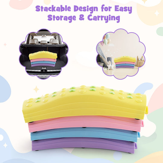 Colorful Kids Wavy Balance Beam with Textured Surface and Non-slip Foot Pads