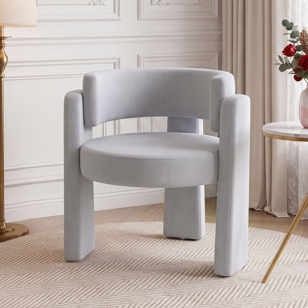 Comfy Upholstered Armchair Modern Velvet Barrel Accent Chair