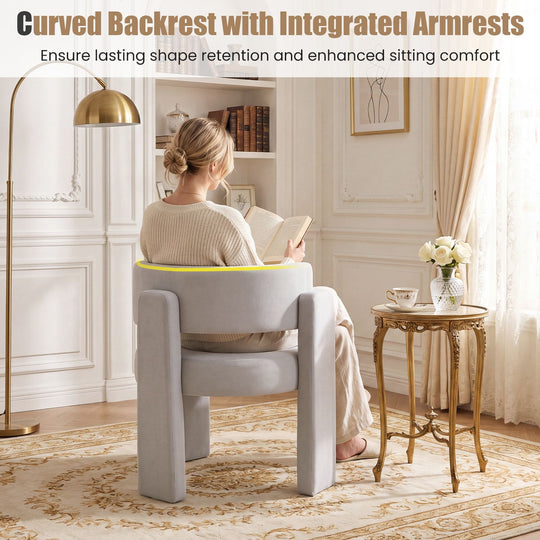 Comfy Upholstered Armchair Modern Velvet Barrel Accent Chair