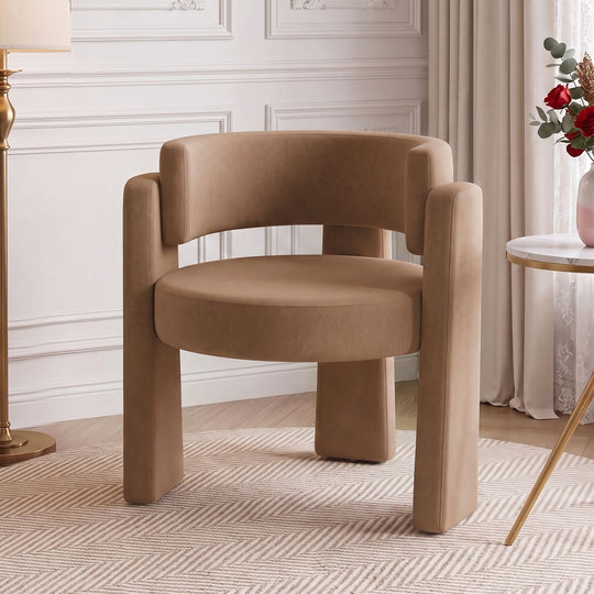 Comfy Upholstered Armchair Modern Velvet Barrel Accent Chair