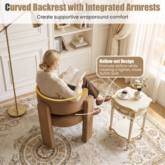 Comfy Upholstered Armchair Modern Velvet Barrel Accent Chair
