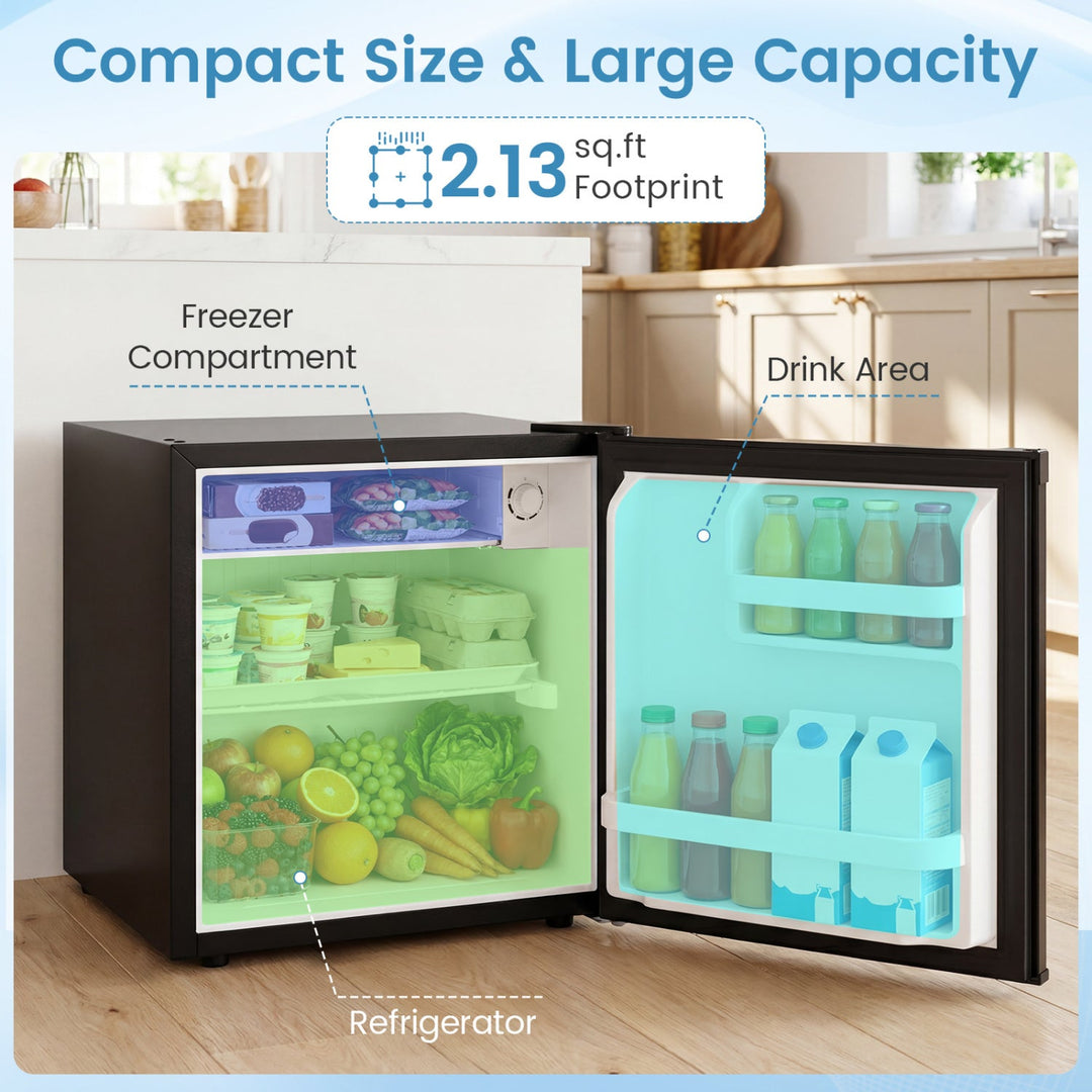 Compact Mini Fridge with 7-Level Thermostat - 1.7 Cu Ft