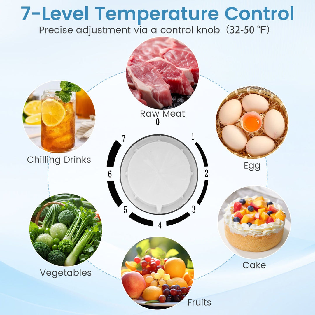 Compact Mini Fridge with 7-Level Thermostat - 1.7 Cu Ft