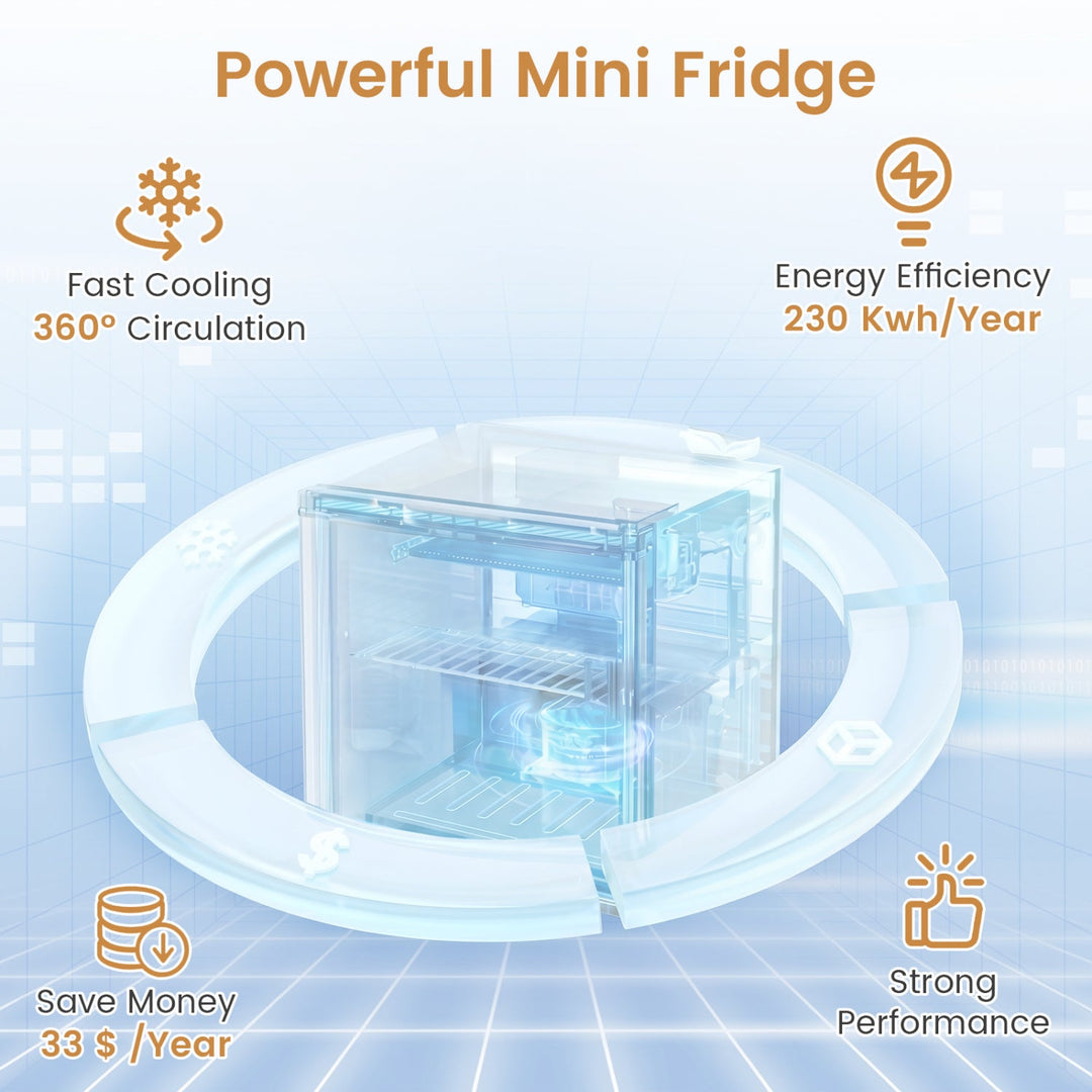 Compact Mini Fridge with 7-Level Thermostat - 1.7 Cu Ft