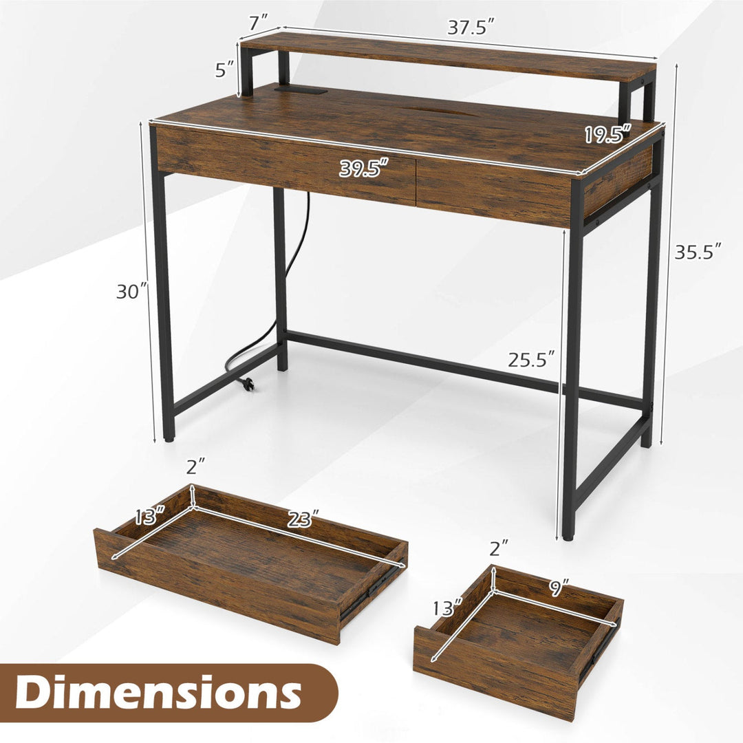 Compact Office Desk with Removable Monitor Shelf & Drawer