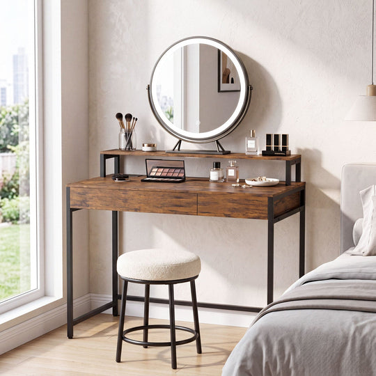 Compact Office Desk with Removable Monitor Shelf & Drawer