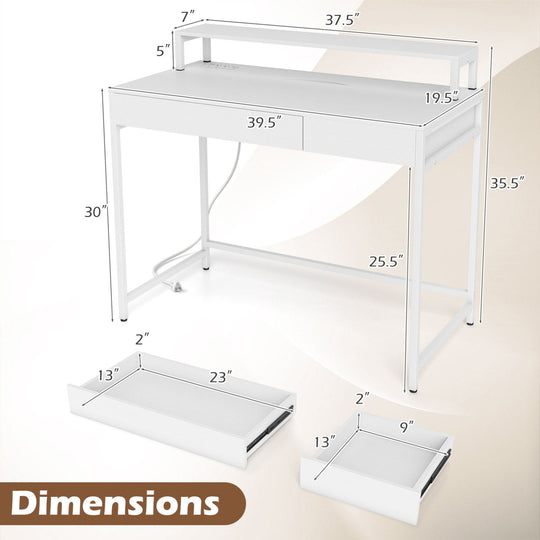 Compact Office Desk with Removable Monitor Shelf & Drawer
