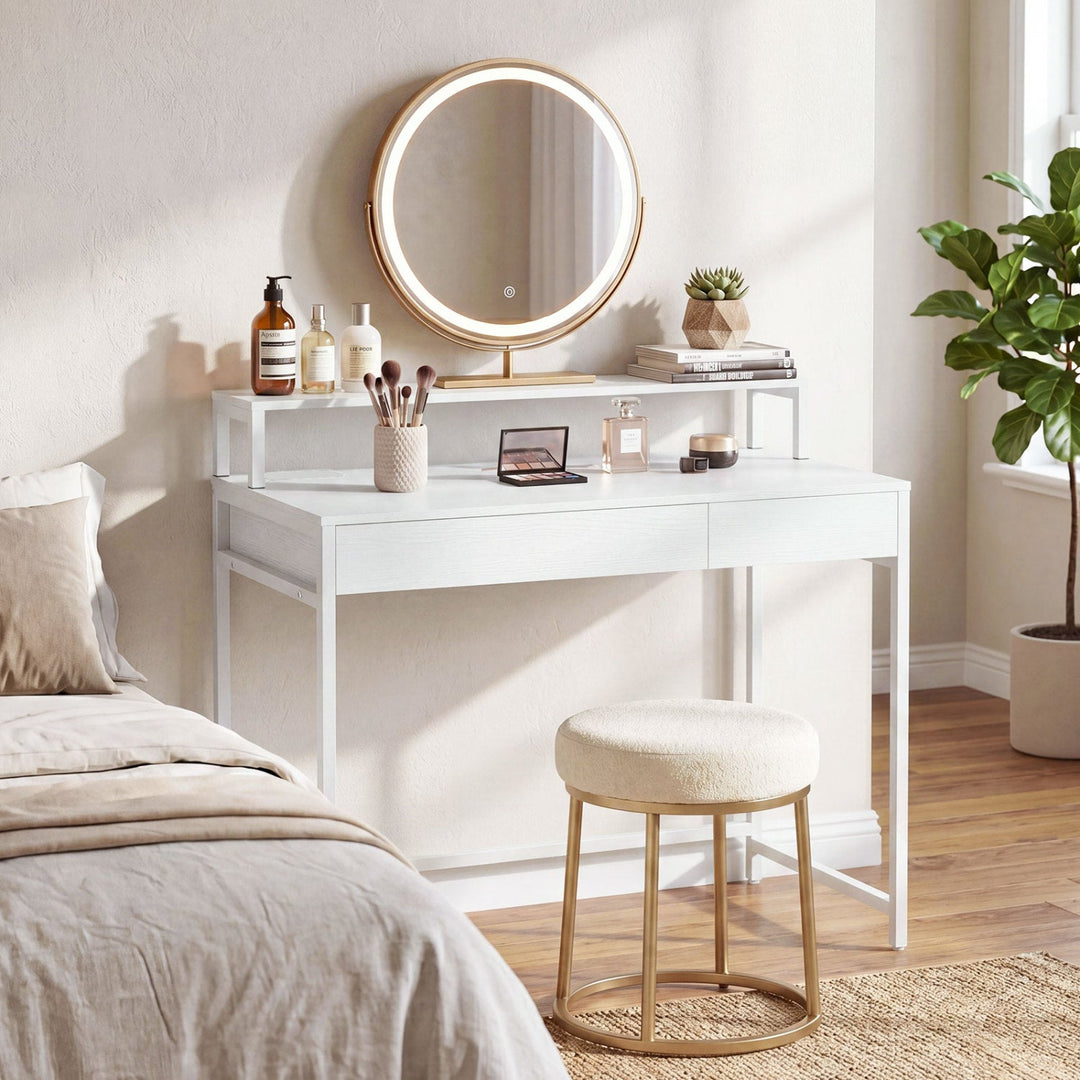 Compact Office Desk with Removable Monitor Shelf & Drawer