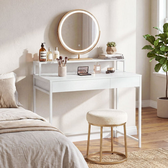 Compact Office Desk with Removable Monitor Shelf & Drawer