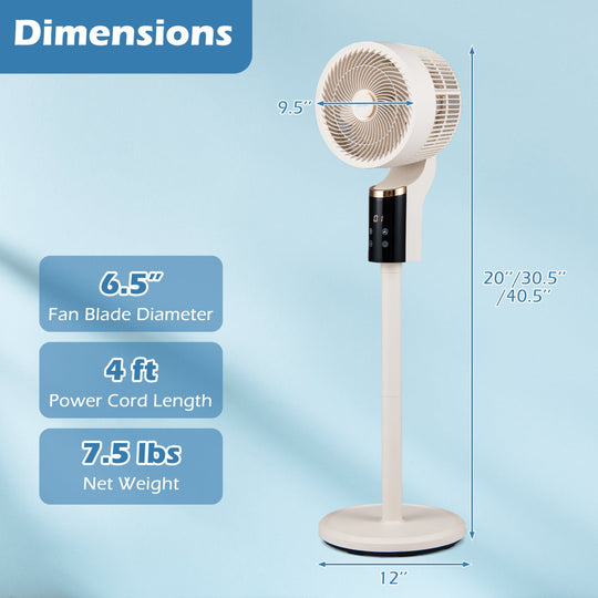 Compact Oscillating Standing Fan with 70° Oscillation and 90° Tilt for Home Office