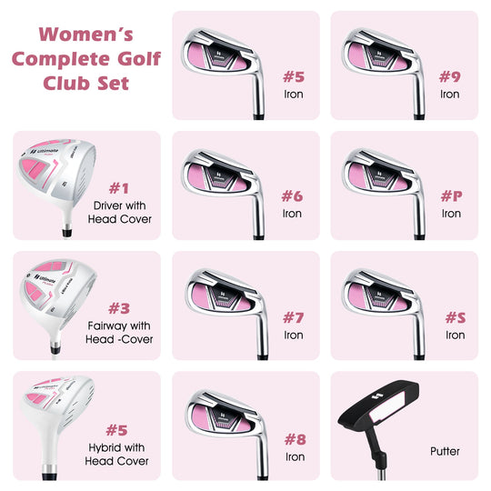 Women's Complete Golf Club Set Right Hand with Rain Hood
