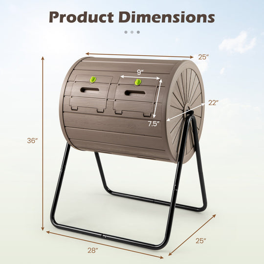 Compost Tumbler 37.5 Gallon Large Outdoor Compost Bin