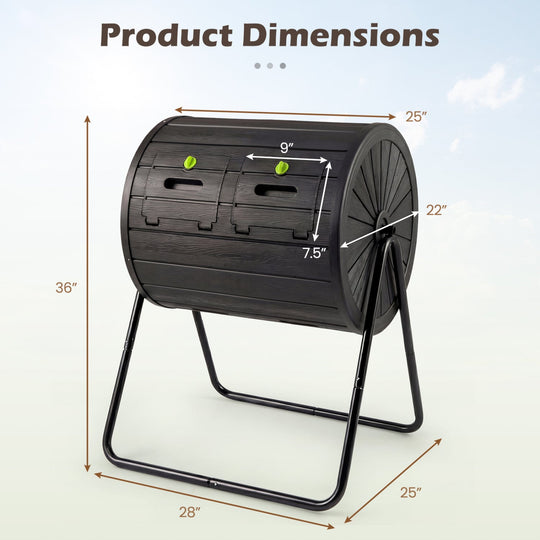 Compost Tumbler 37.5 Gallon Large Outdoor Compost Bin